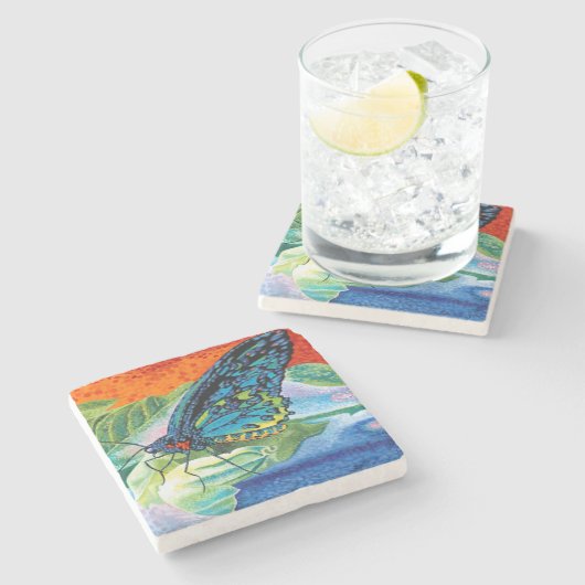 Dessous-de-verre En Pierre Papillon II (Côté)