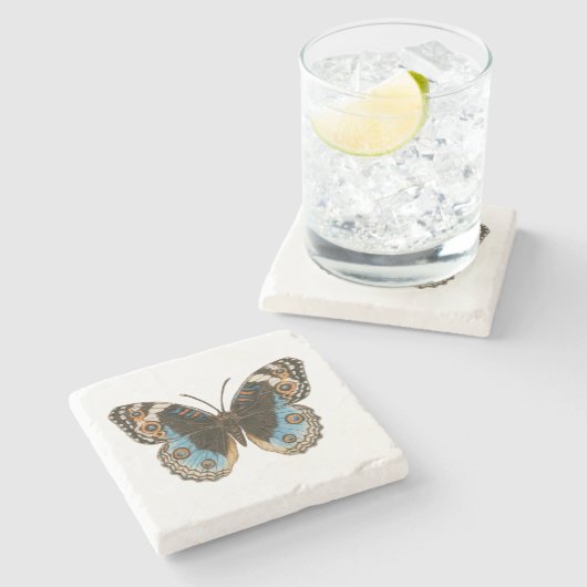 Dessous-de-verre En Pierre Papillon Pansy Bleu (Côté)