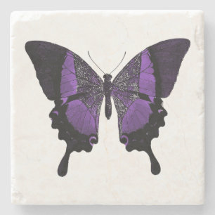 Dessous-de-verre En Pierre Papillon pourpre et noir