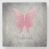 Dessous-de-verre En Pierre Papillon rose bijoux (Devant)