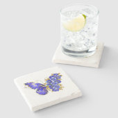 Dessous-de-verre En Pierre Papillon saphir à fleurs (Côté)