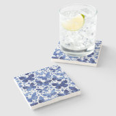 Dessous-de-verre En Pierre Papillons Aquarelle Bleu (Côté)