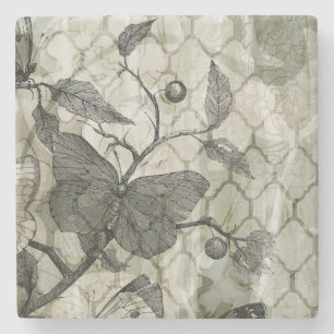 Dessous-de-verre En Pierre Papillons Arabesques I