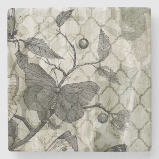 Dessous-de-verre En Pierre Papillons Arabesques I (Devant)