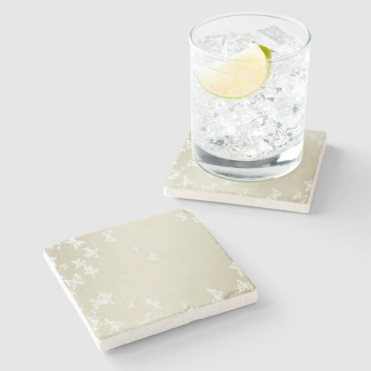 Dessous-de-verre En Pierre Papillons blancs (Côté)