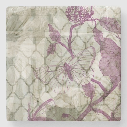 Dessous-de-verre En Pierre Papillons d'arabesque IV (Devant)