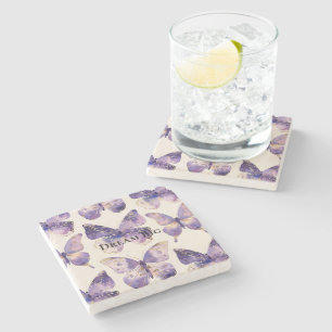 Dessous-de-verre En Pierre Papillons Purple Gold