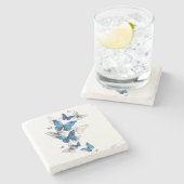 Dessous-de-verre En Pierre Papillons volants bleus Morpho (Côté)