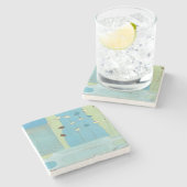 Dessous-de-verre En Pierre Parade Abstraite des oeufs bleus (Côté)