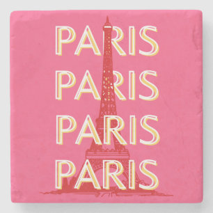 Dessous-de-verre En Pierre Paris, Art du voyage, Art du voyage rétro, Rose