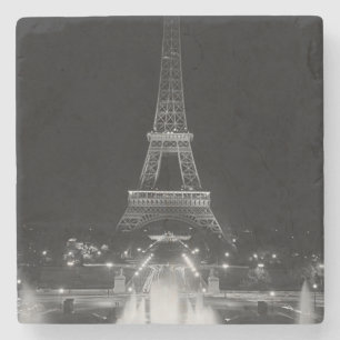 Dessous-de-verre En Pierre Paris vintage fontaines tour Eiffel nuit