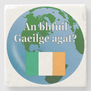 Dessous-de-verre En Pierre Parles-tu irlandais ? en irlandais. Drapeau et glo