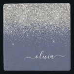 Dessous-de-verre En Pierre Parties scintillant bleue Silver Navy Girl Monogra<br><div class="desc">Parties scintillant à étincelles bleu marine et argent Script Monogramme Nom Carrelage en pierre. Cela rend la remise de diplômes parfaite,  doux 16 ans,  mariage,  douche nuptiale,  anniversaire,  baby shower ou cadeau de fête de bachelorette pour quelqu'un qui aime le luxe glam et les styles chic.</div>