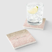 Dessous-de-verre En Pierre Parties scintillant brillante rose pâle (Côté)