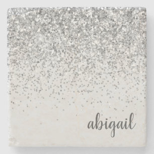 Dessous-de-verre En Pierre Parties scintillant d'argent personnalisée Sparkl