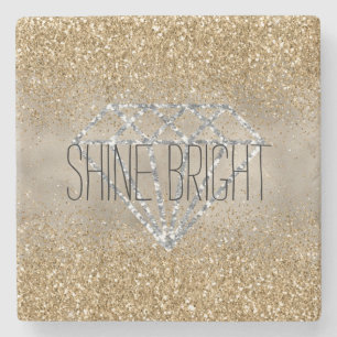Dessous-de-verre En Pierre Parties scintillant d'or Silver Diamond brillant