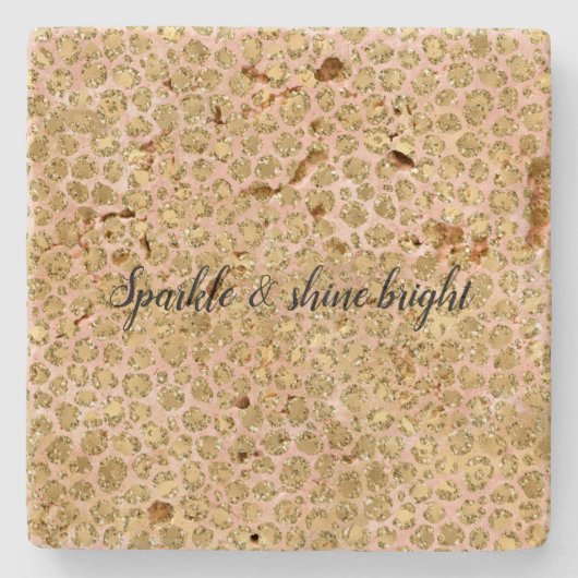 Dessous-de-verre En Pierre Parties scintillant Leopard rose pâle (Devant)