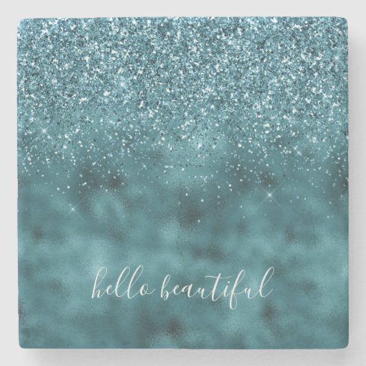 Dessous-de-verre En Pierre Parties scintillant turquoise Glitz glam pétillant (Devant)