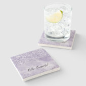 Dessous-de-verre En Pierre Parties scintillant violette brillante (Côté)