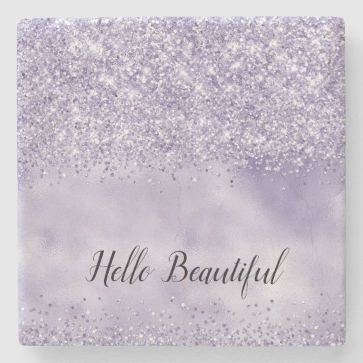 Dessous-de-verre En Pierre Parties scintillant violette brillante (Devant)