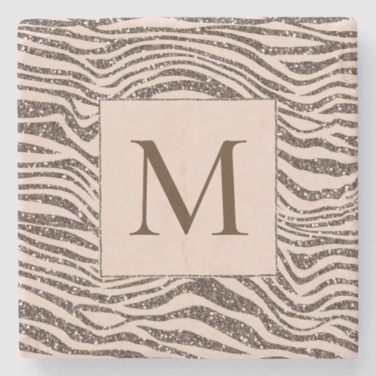 Dessous-de-verre En Pierre Parties scintillant Zèbre Brown au chocolat à la b (Devant)