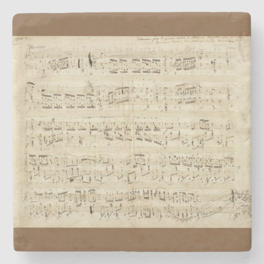 Dessous-de-verre En Pierre Partition sur parchemin manuscrite en encre (Devant)