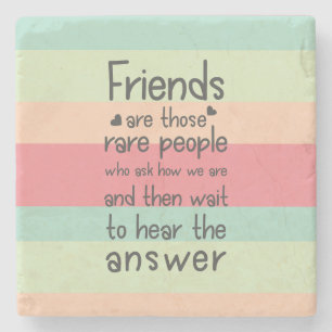 Dessous-de-verre En Pierre Pastel Cute Friends, rare citation d'amitié