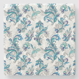 Dessous-de-verre En Pierre Pastel Floral Doodle Motif Vintage.