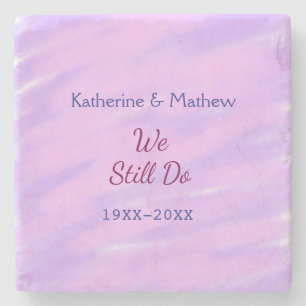 Dessous-de-verre En Pierre Pastel rose violet Vow renouvellement anniversaire