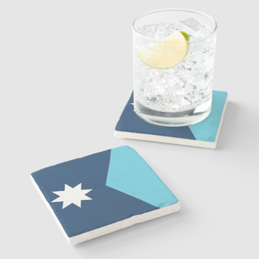 Dessous-de-verre En Pierre Patriotic stone coaster with Flag of Minnesota, US (Côté)