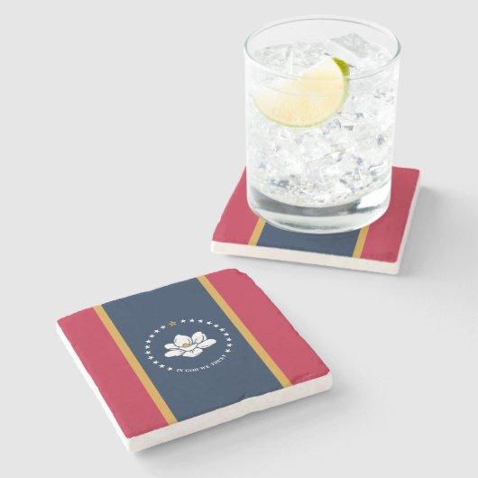Dessous-de-verre En Pierre Patriotic stone coaster with Flag of Mississippi (Côté)