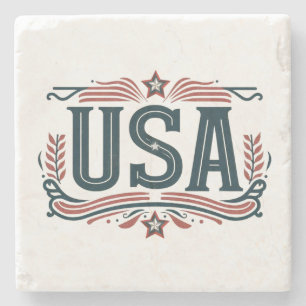 Dessous-de-verre En Pierre Patriotique, États-Unis vintages
