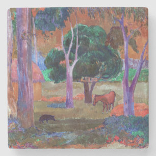 Dessous-de-verre En Pierre Paul Gauguin - Paysage avec un cochon et un cheval