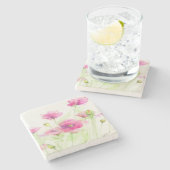 Dessous-de-verre En Pierre Pavots peints 3 d'aquarelle (Côté)