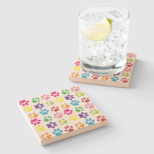 Dessous-de-verre En Pierre Paws Colorés, Paws Chiens, Paws Chat