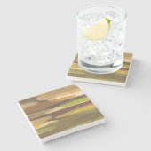 Dessous-de-verre En Pierre Paysage Abstrait de ton terrestre (Côté)