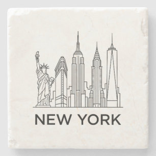 Dessous-de-verre En Pierre Paysage de New York Minimaliste en Ligne