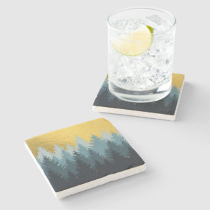 Dessous-de-verre En Pierre Paysage d'or des arbres forestiers