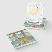 Dessous-de-verre En Pierre Paysage du train (par Eric Ravilious) (Côté)