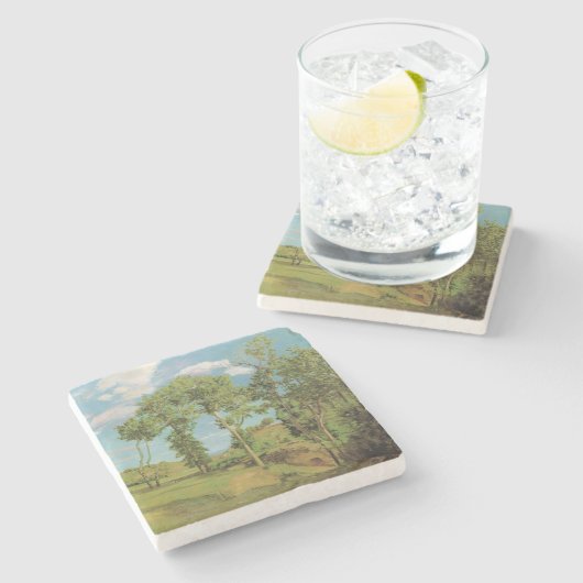 Dessous-de-verre En Pierre Paysage Paysage Frédéric Bazille Impressionniste (Côté)