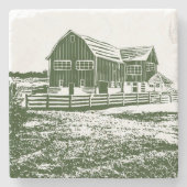 Dessous-de-verre En Pierre Paysage rural maison de ferme de style coupe (Devant)