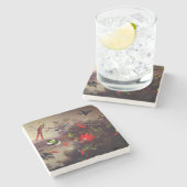 Dessous-de-verre En Pierre Paysage tropical avec dix colibris (Côté)