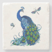 Dessous-de-verre En Pierre Peacock and Dragonfly Design Set (Devant)