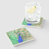 Dessous-de-verre En Pierre Peacock Plumage (Côté)