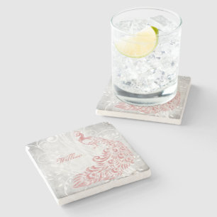 Dessous-de-verre En Pierre Peacock rose Personnalisé