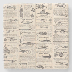 Dessous-de-verre En Pierre Pêche leures Publicité Pêcheur Art