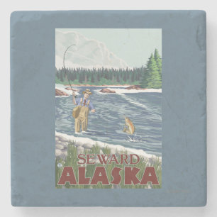 Dessous-de-verre En Pierre Pêcheur de mouche - Seward, Alaska