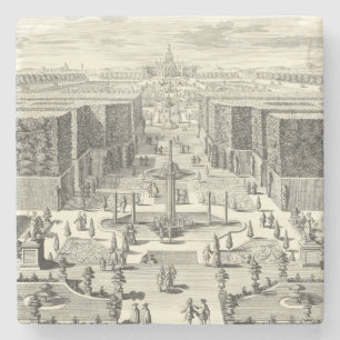 Dessous-de-verre En Pierre Peinture à l'huile des fontaines au jardin de