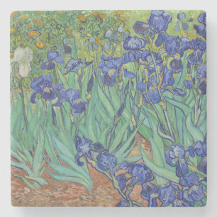 Dessous-de-verre En Pierre Peinture à l'huile florale Les Iris bleus célèbres