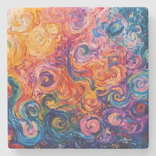 Dessous-de-verre En Pierre Peinture à l'huile tourbillons psychédéliques